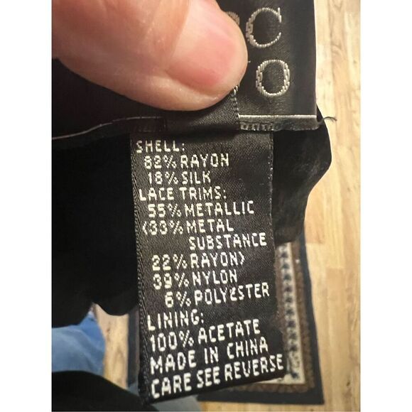 Carmen Marc Valvo Silk Vintage Velvet Bolero Jacket W/Gold Trimmed Sleeves GLAM! - Picture 8 of 9